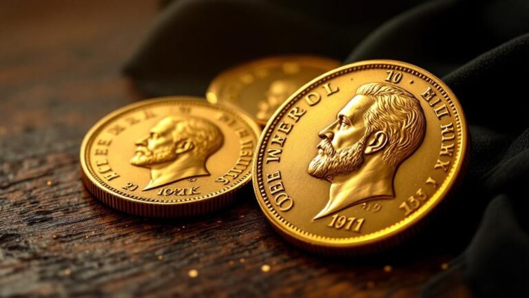 Goldmünzen auf Holzoberfläche